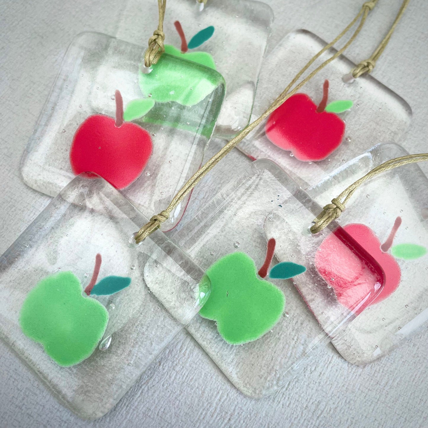 Red Apple fused glass hanger ~ teacher gift
