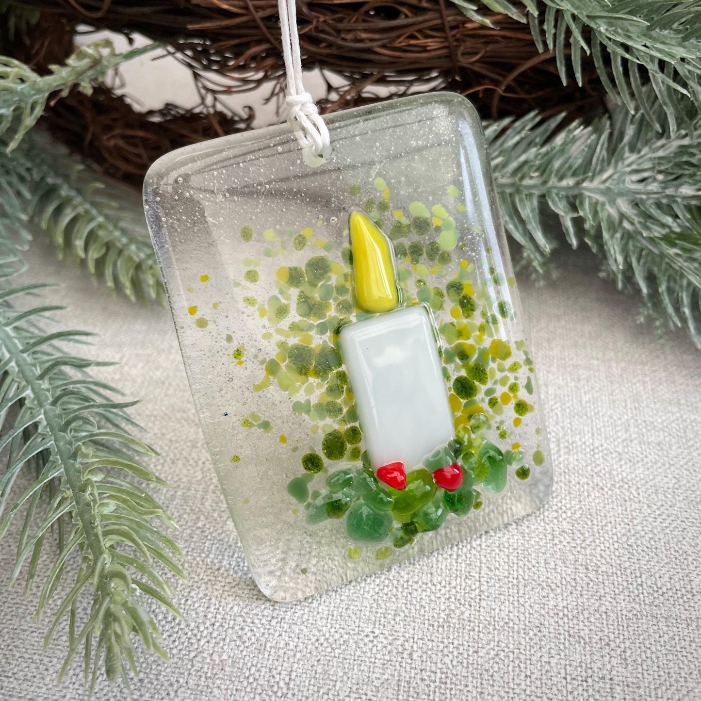 Fused Glass Christmas Tree Decoration ~ Christmas Candle