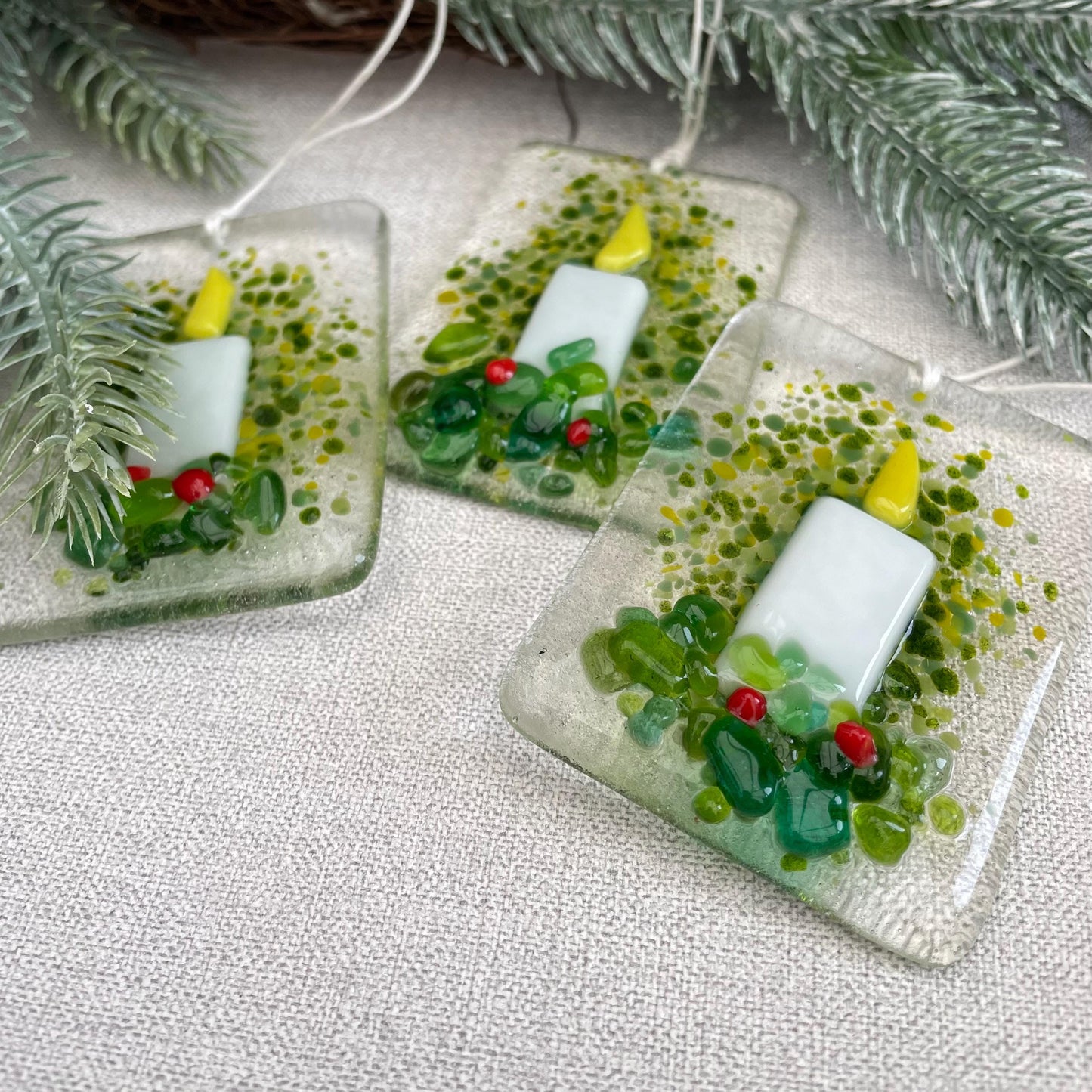 Fused Glass Christmas Tree Decoration ~ Christmas Candle