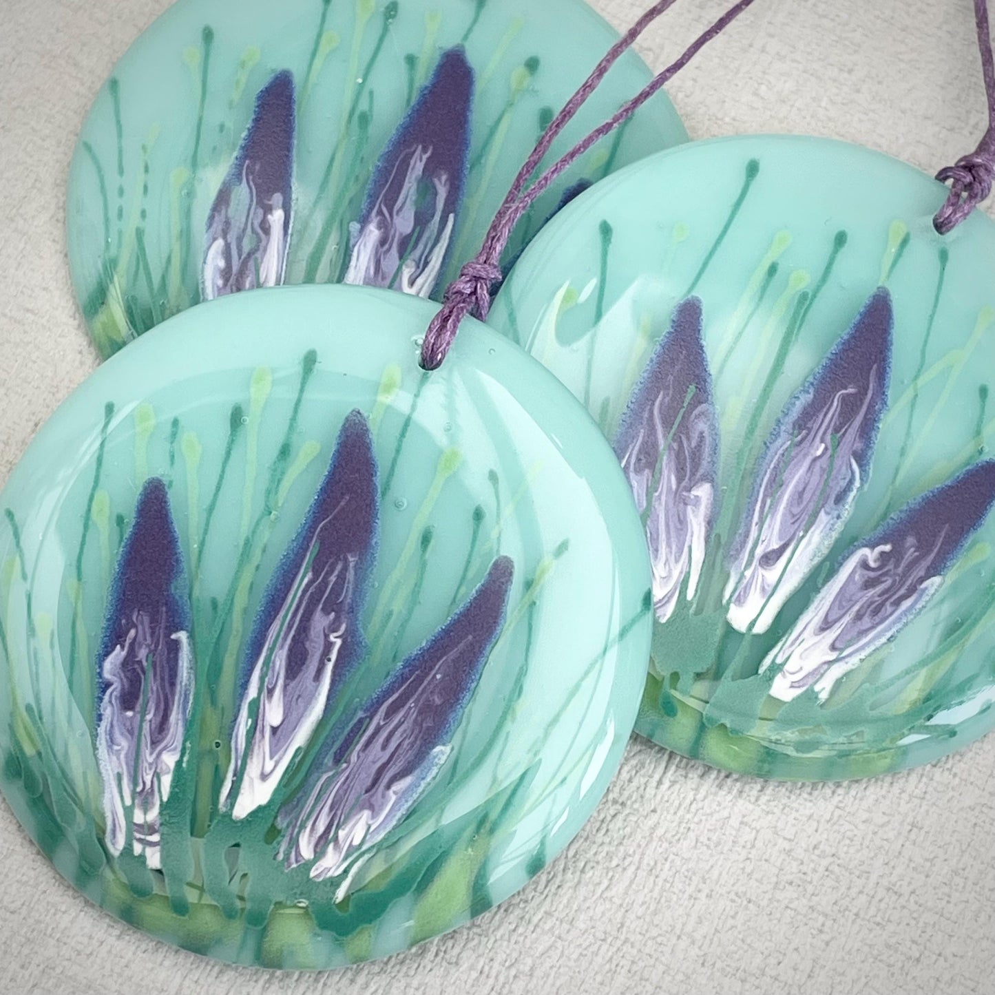 Spring Crocus - hand painted fused glass hanger - yellow gold