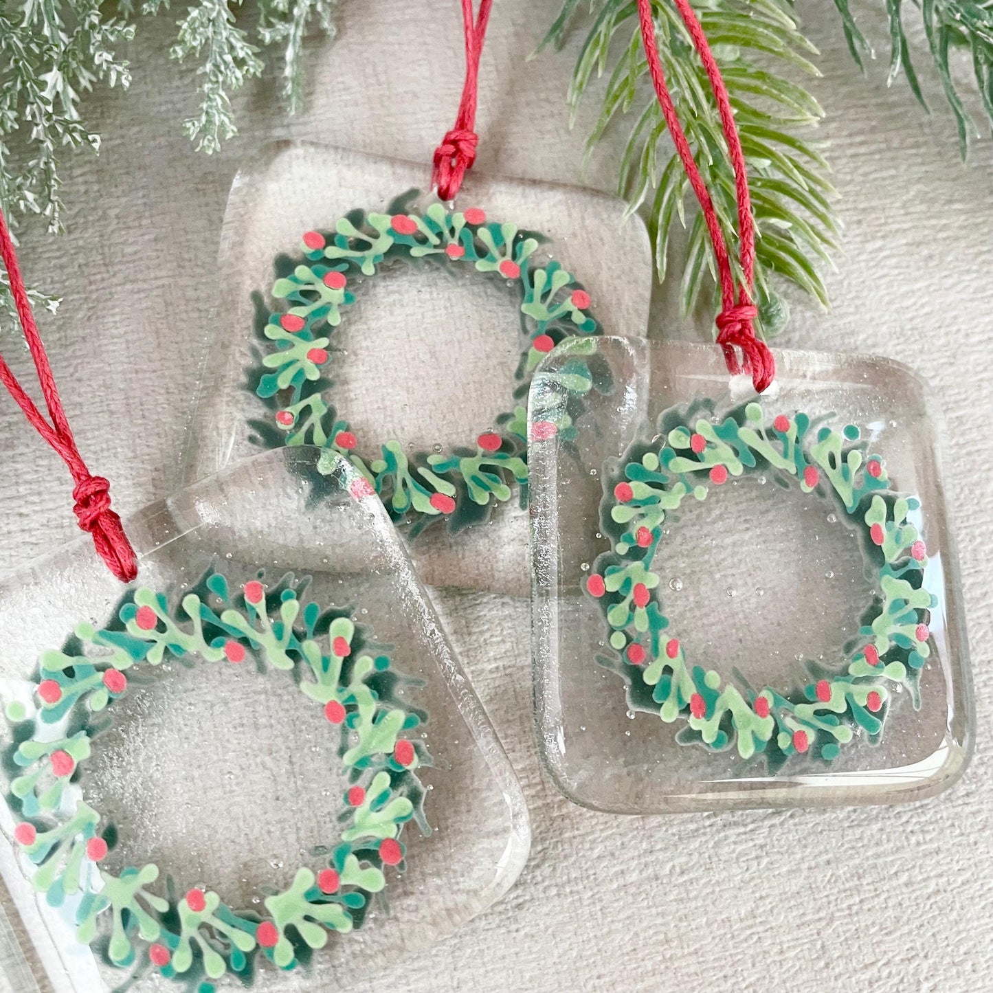 Christmas Wreath tree decoration - clear