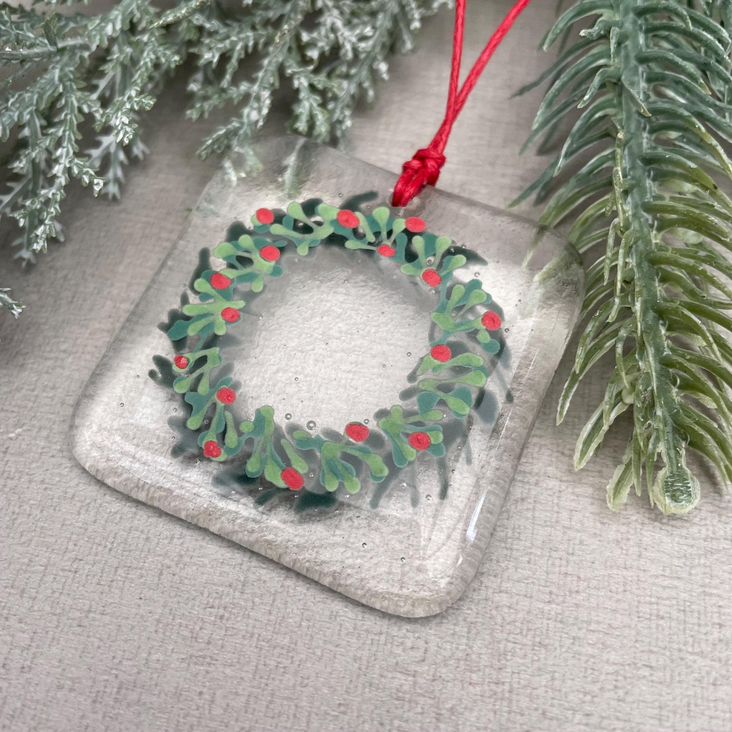Christmas Wreath tree decoration - clear