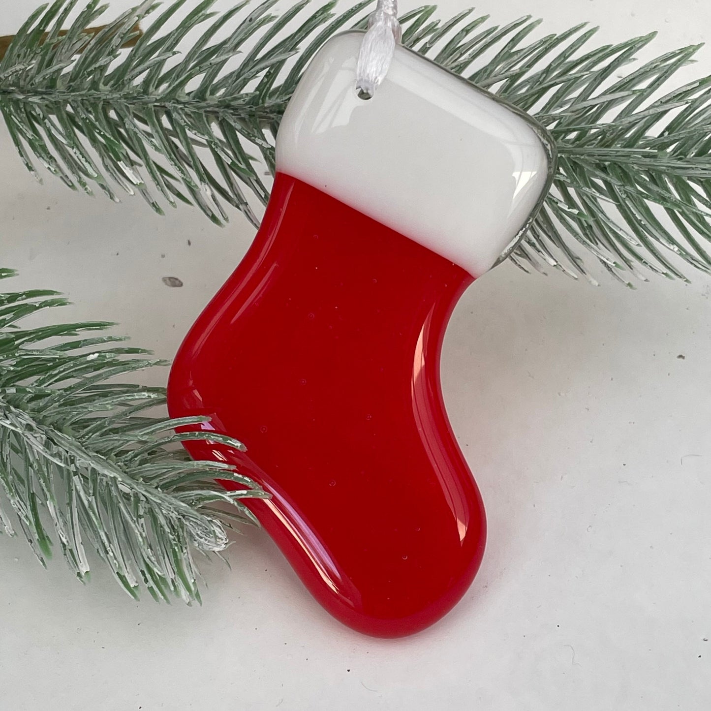Fused glass Christmas tree decoration ~ Christmas Stocking