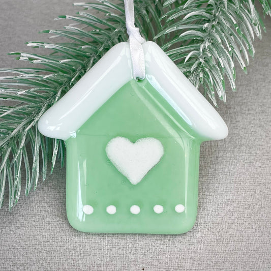 Fused glass house hanger ~ mint ~ new home gift
