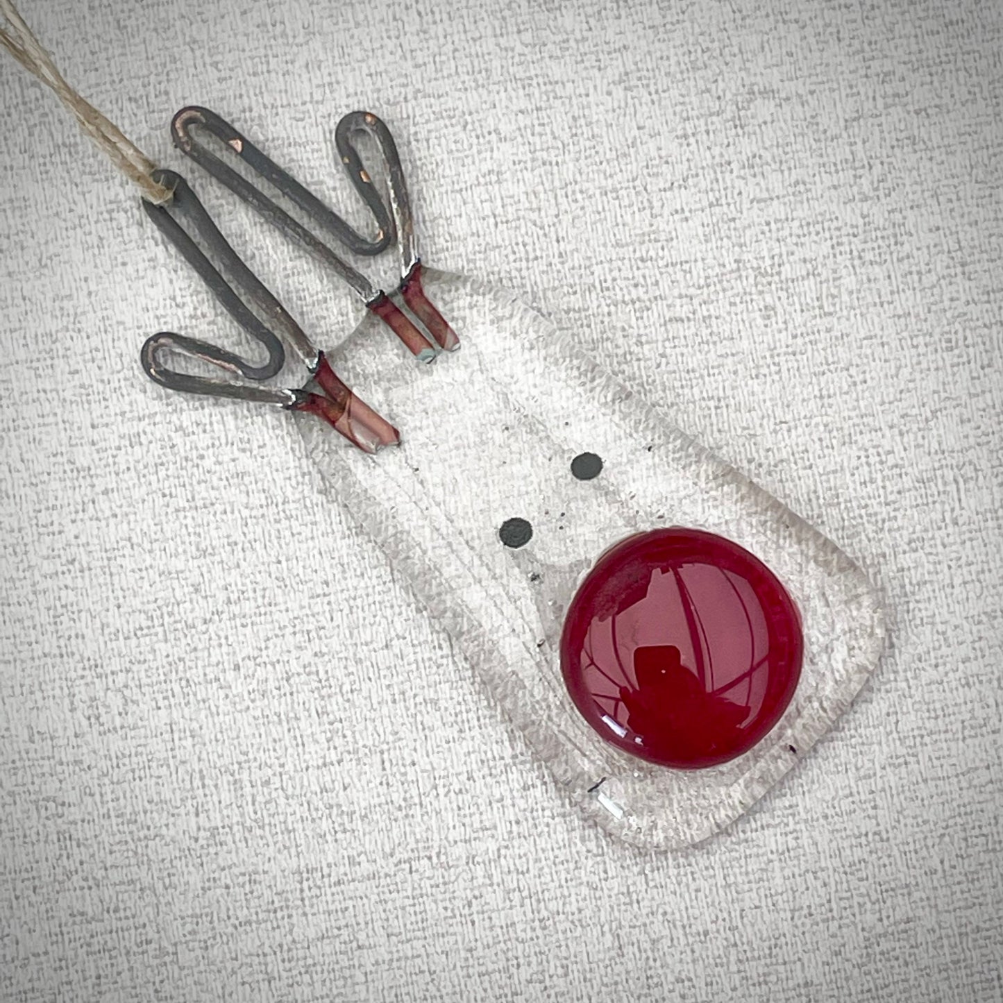 Fused glass Christmas tree decoration ~ Rudolph ~ reclaimed glass
