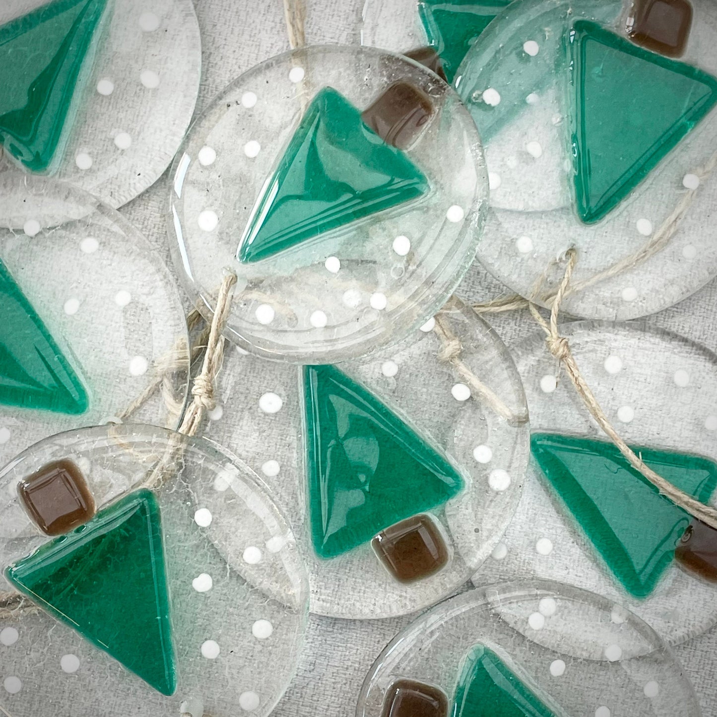 Fused glass Christmas tree decoration ~ Nordic pine ~recycled glass
