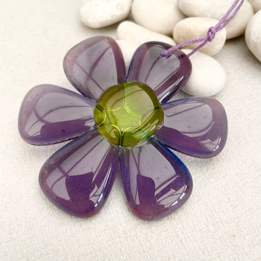 Jelly Flower fused glass suncatcher hanging - Violet
