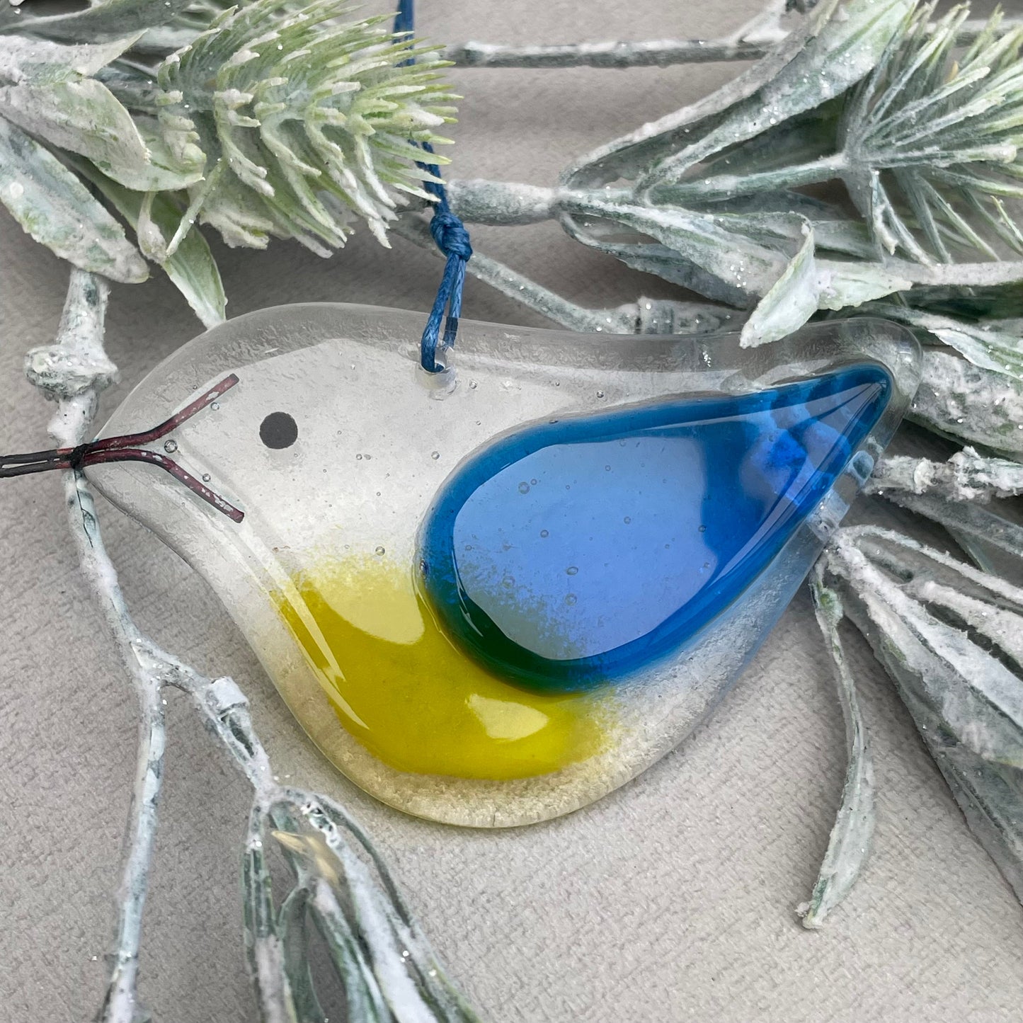 Fused glass bird ~ Blue