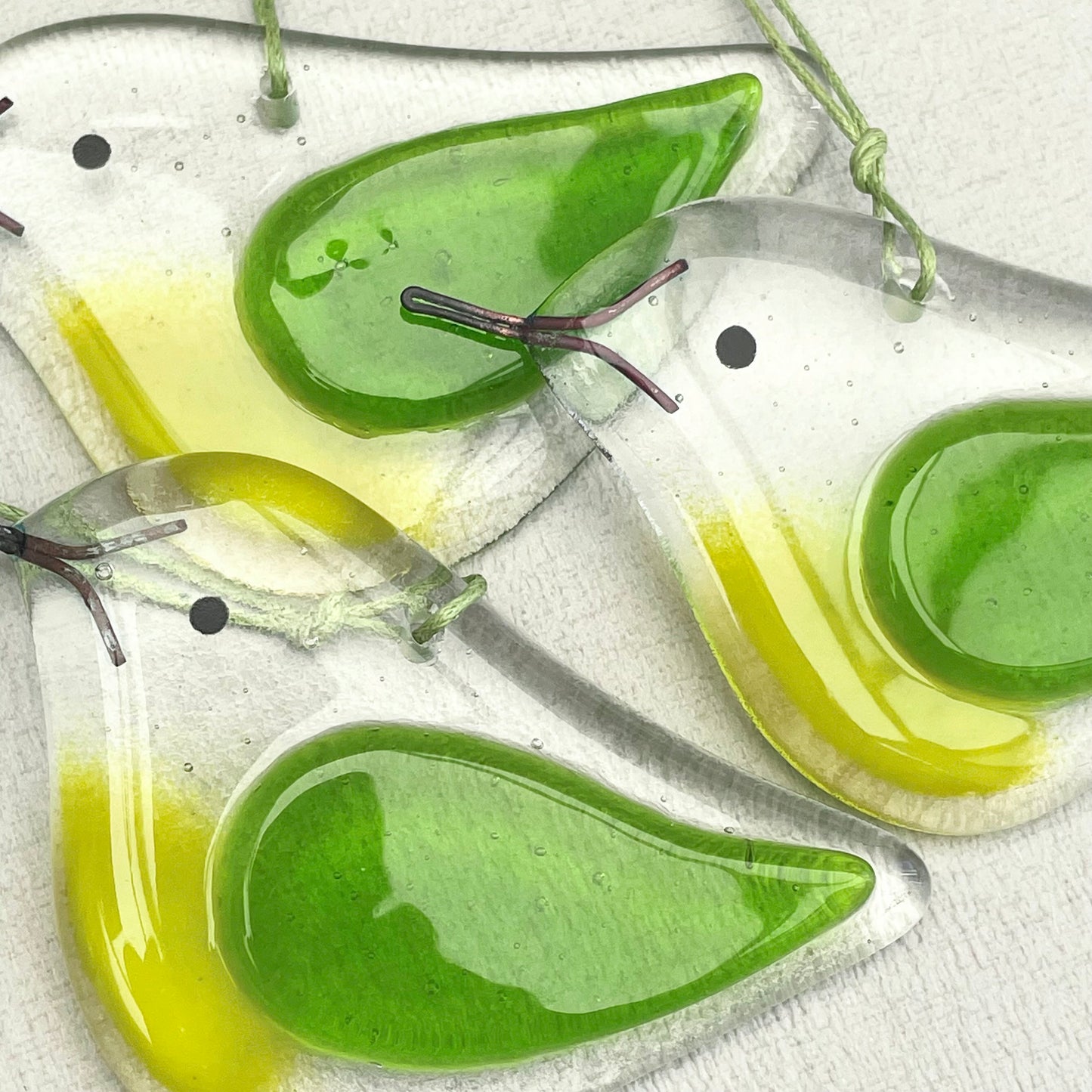 Fused glass bird ~ Lime Green