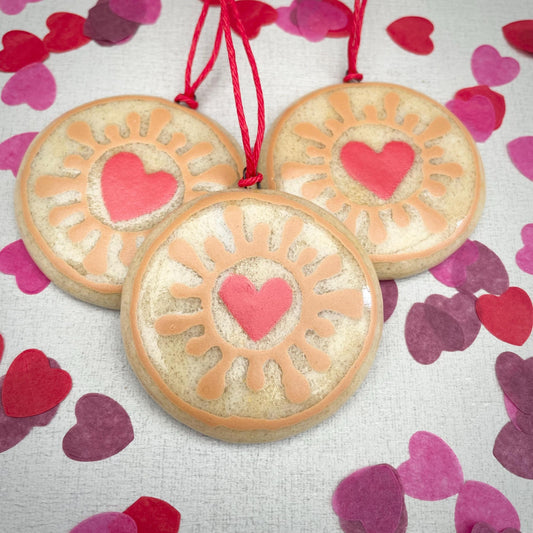 Jammy Heart biscuit - fused glass hand painted decoration