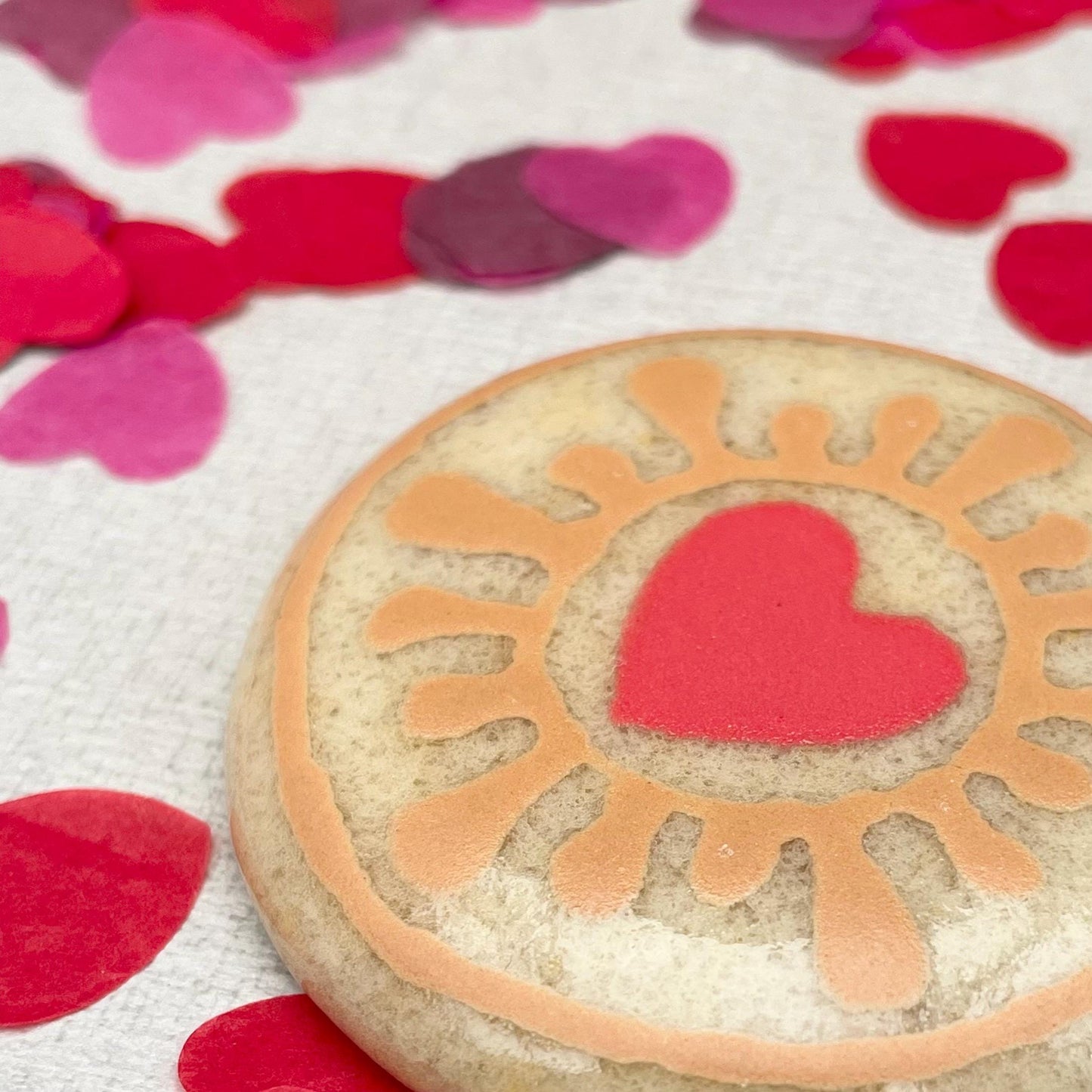 Jammy Heart biscuit - fused glass hand painted decoration