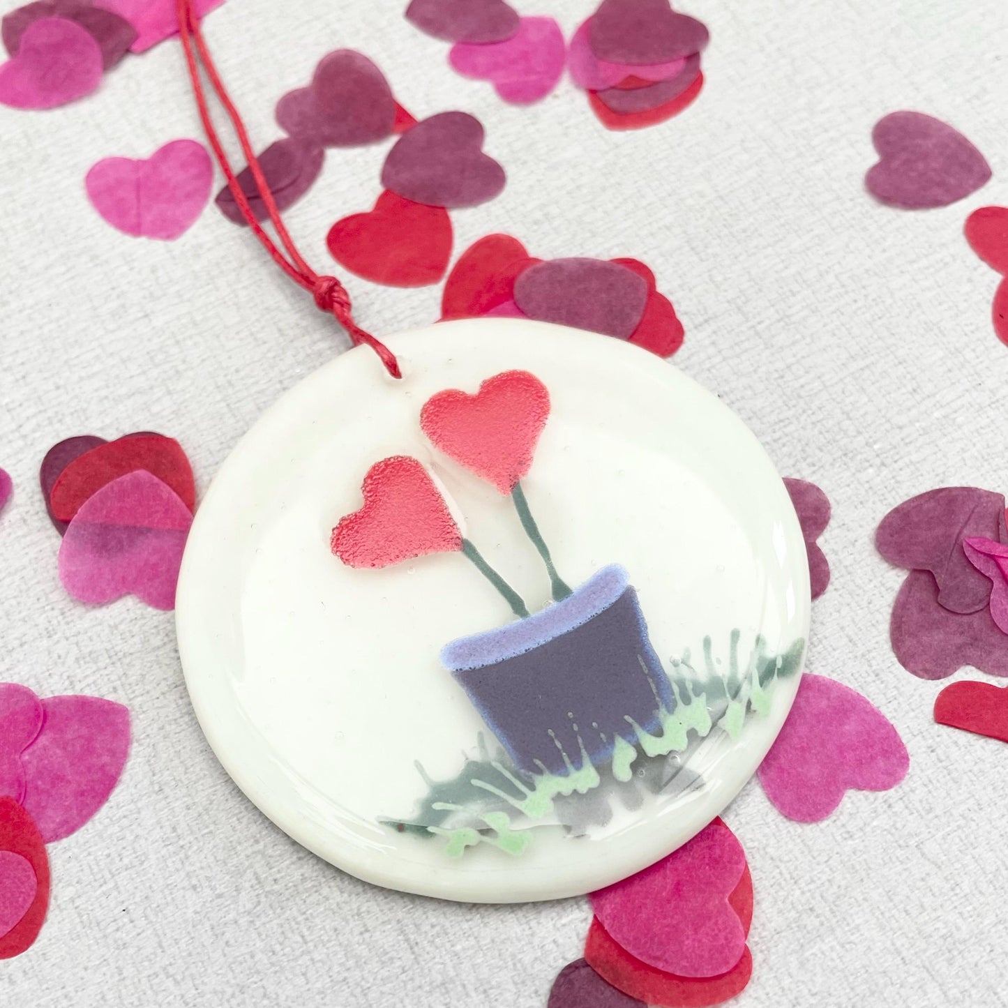 Flower pot hearts decoration