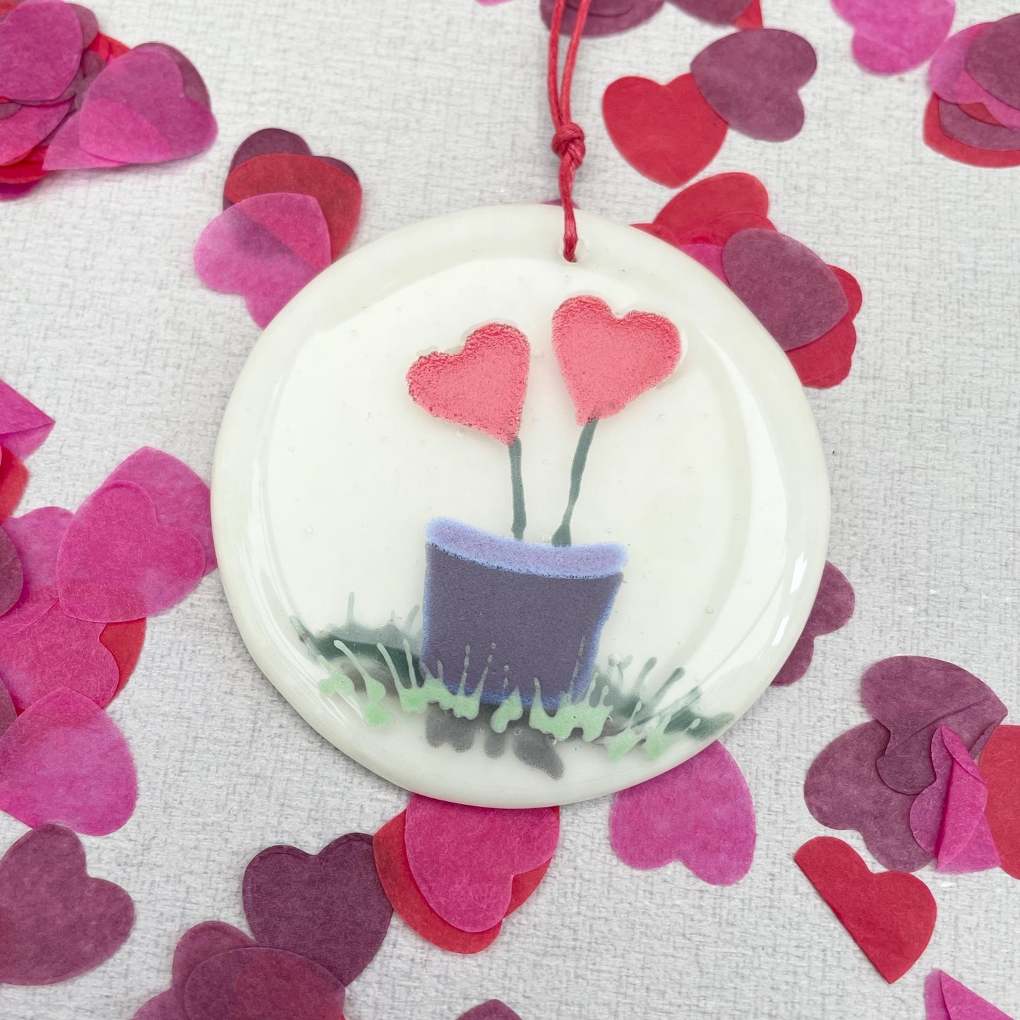 Flower pot hearts decoration