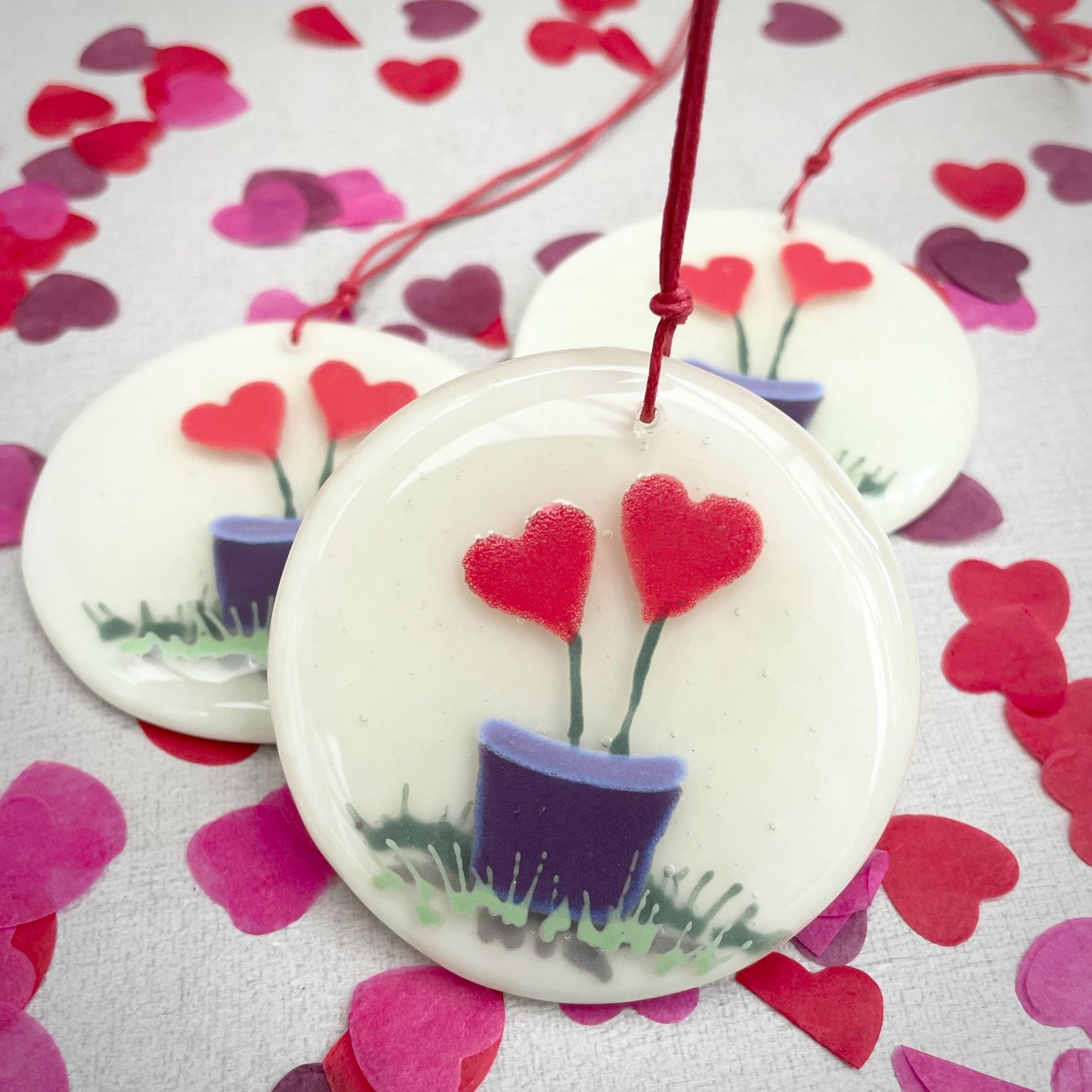 Flower pot hearts decoration