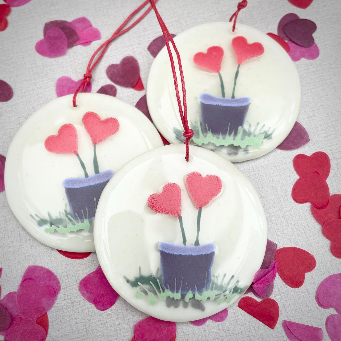 Flower pot hearts decoration
