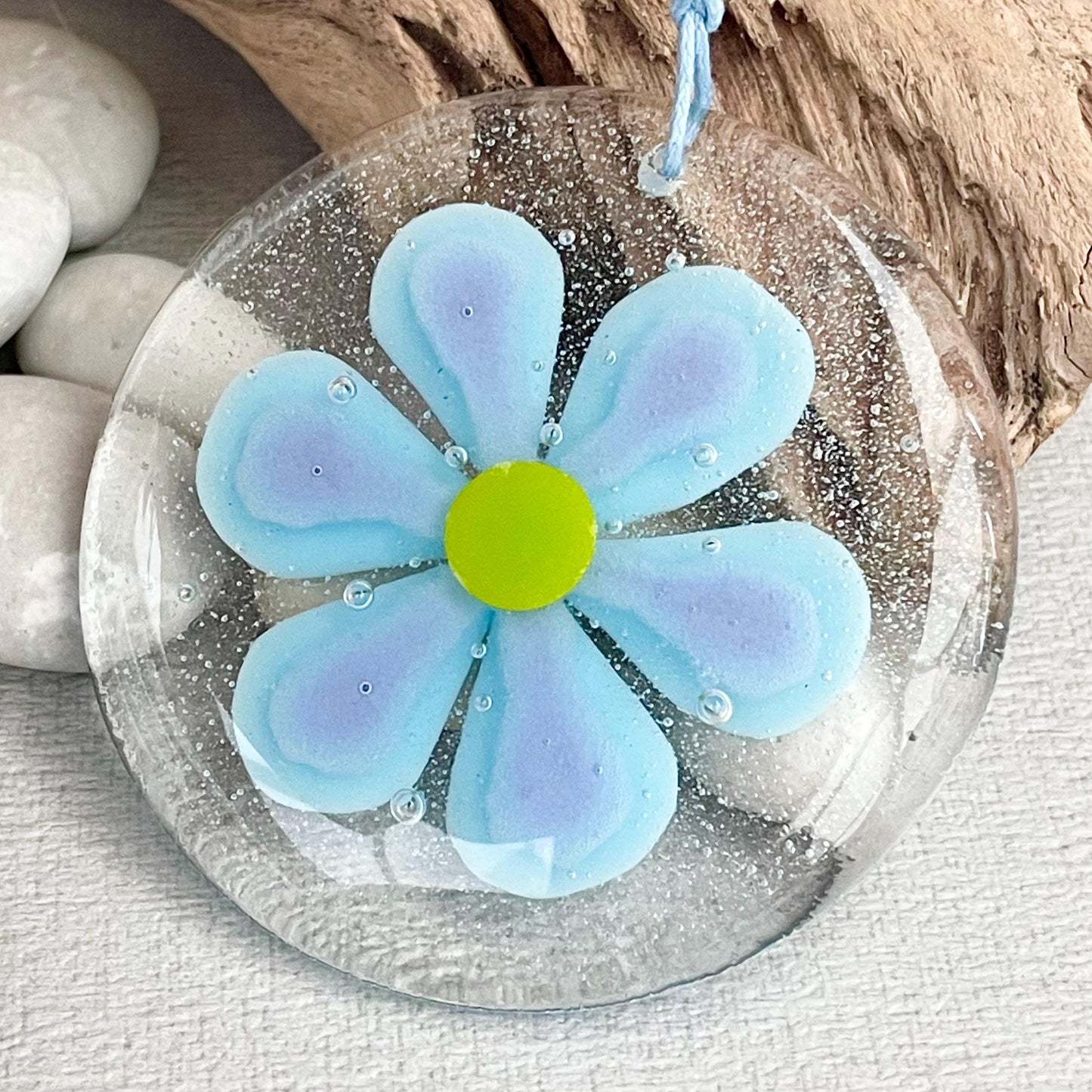 Soft Turquoise Blue - Flower Suncatcher