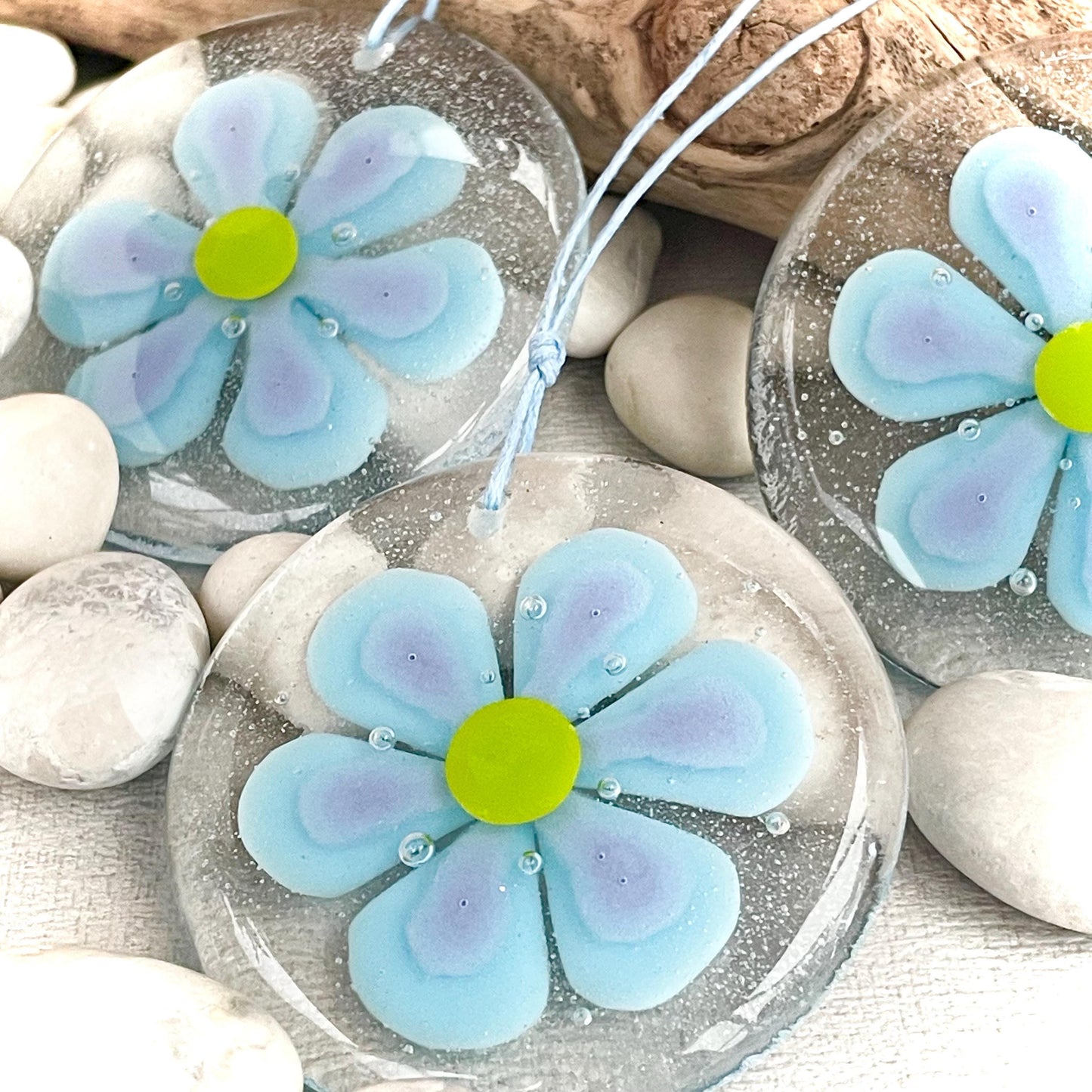 Soft Turquoise Blue - Flower Suncatcher