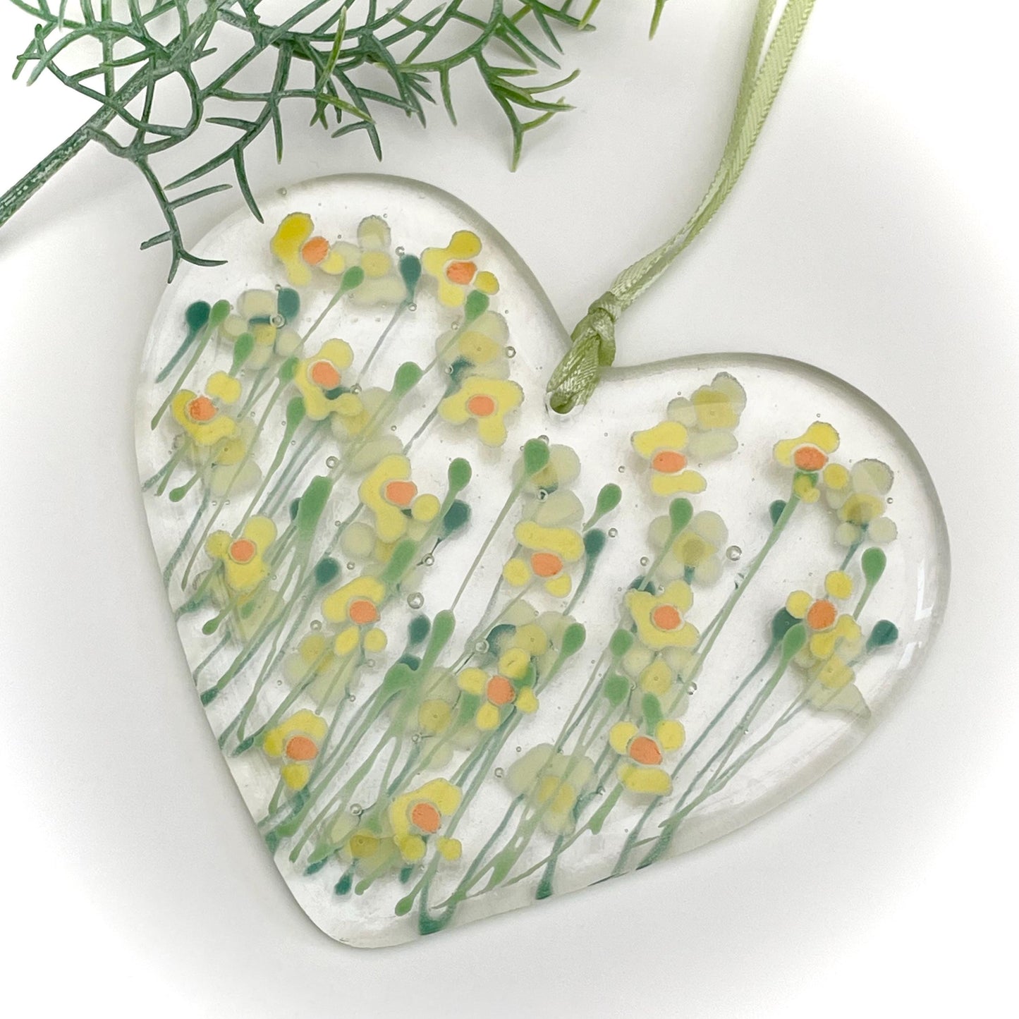 Daffodil & Narcissus Glass Heart