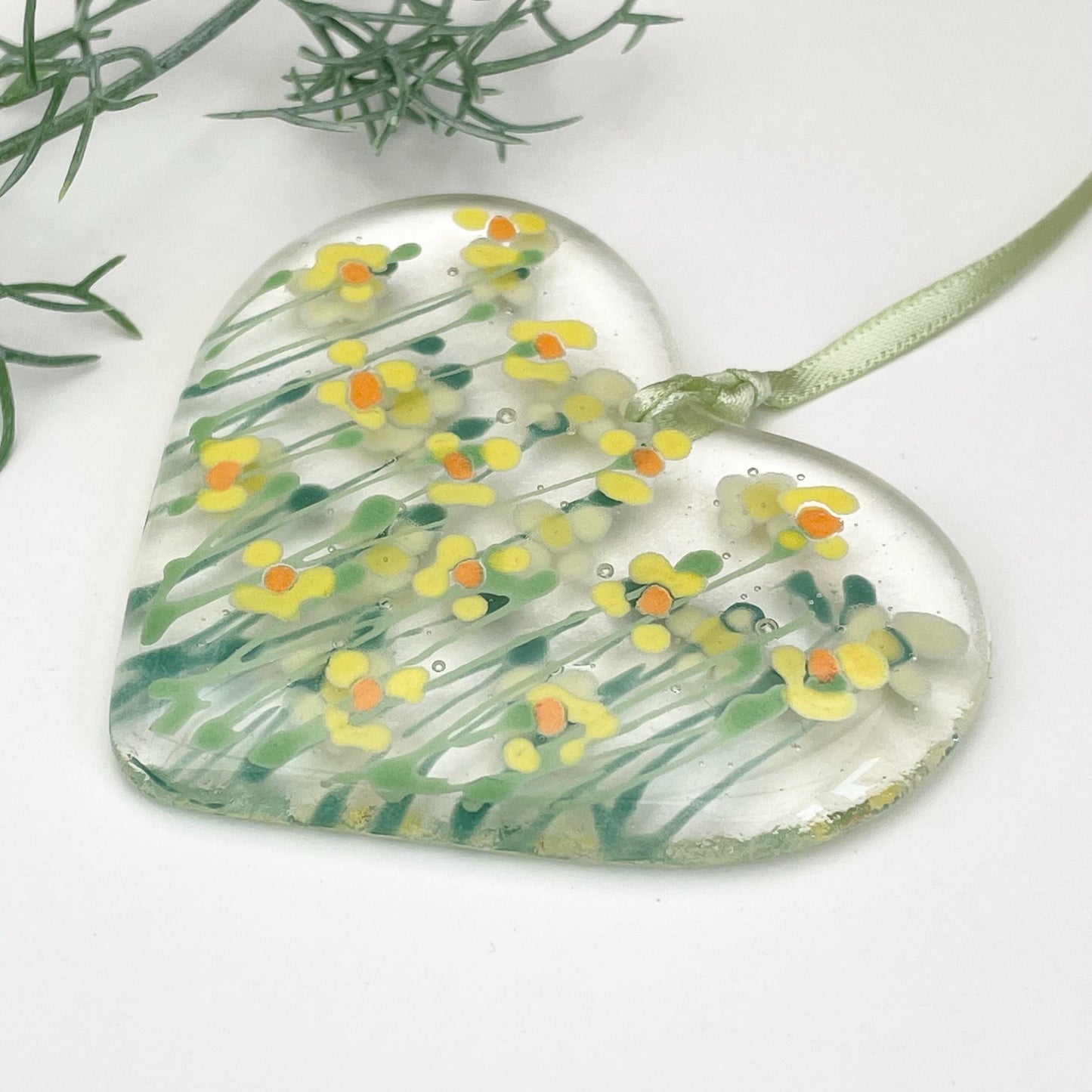 Daffodil & Narcissus Glass Heart