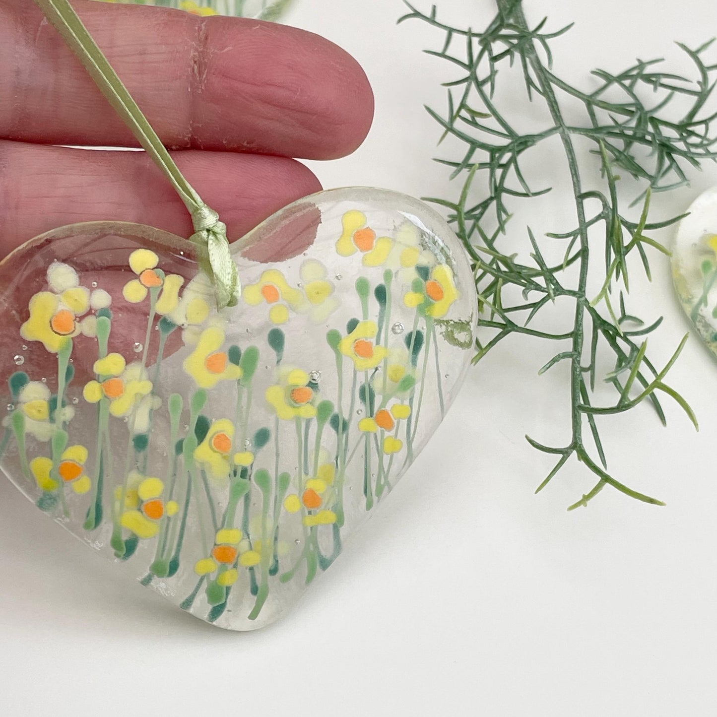 Daffodil & Narcissus Glass Heart