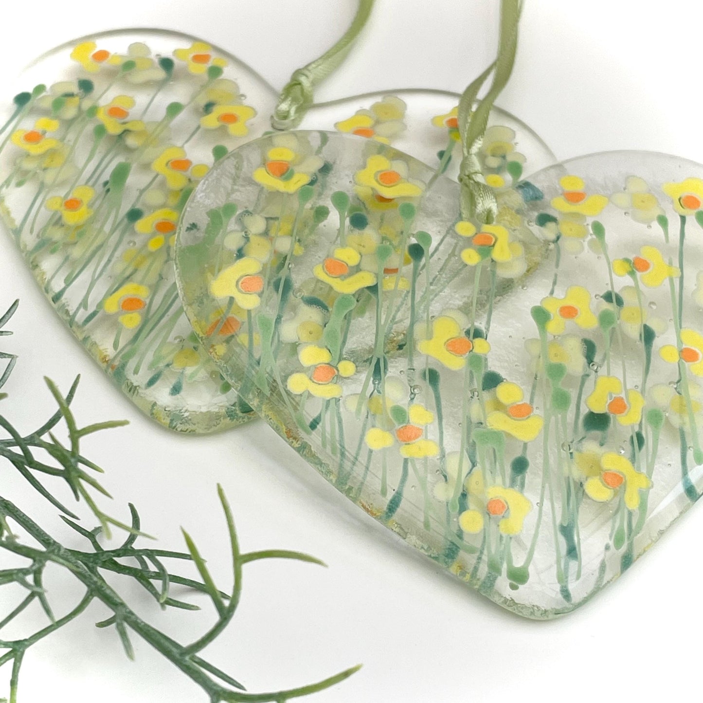 Daffodil & Narcissus Glass Heart