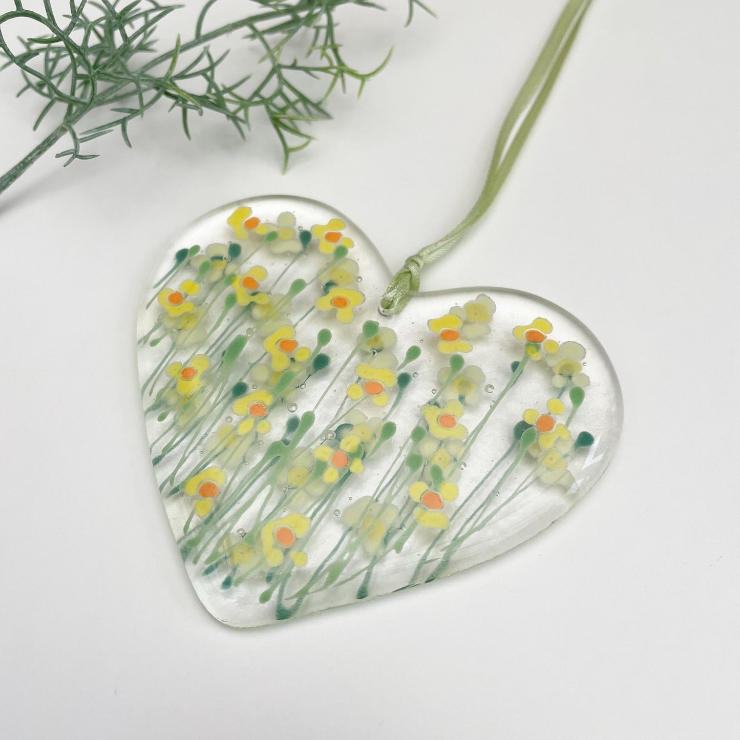 Daffodil & Narcissus Glass Heart