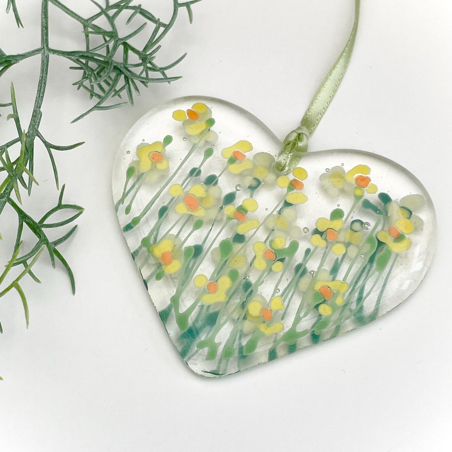 Daffodil & Narcissus Glass Heart