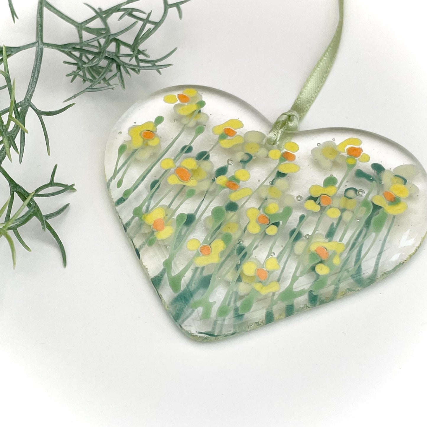 Daffodil & Narcissus Glass Heart
