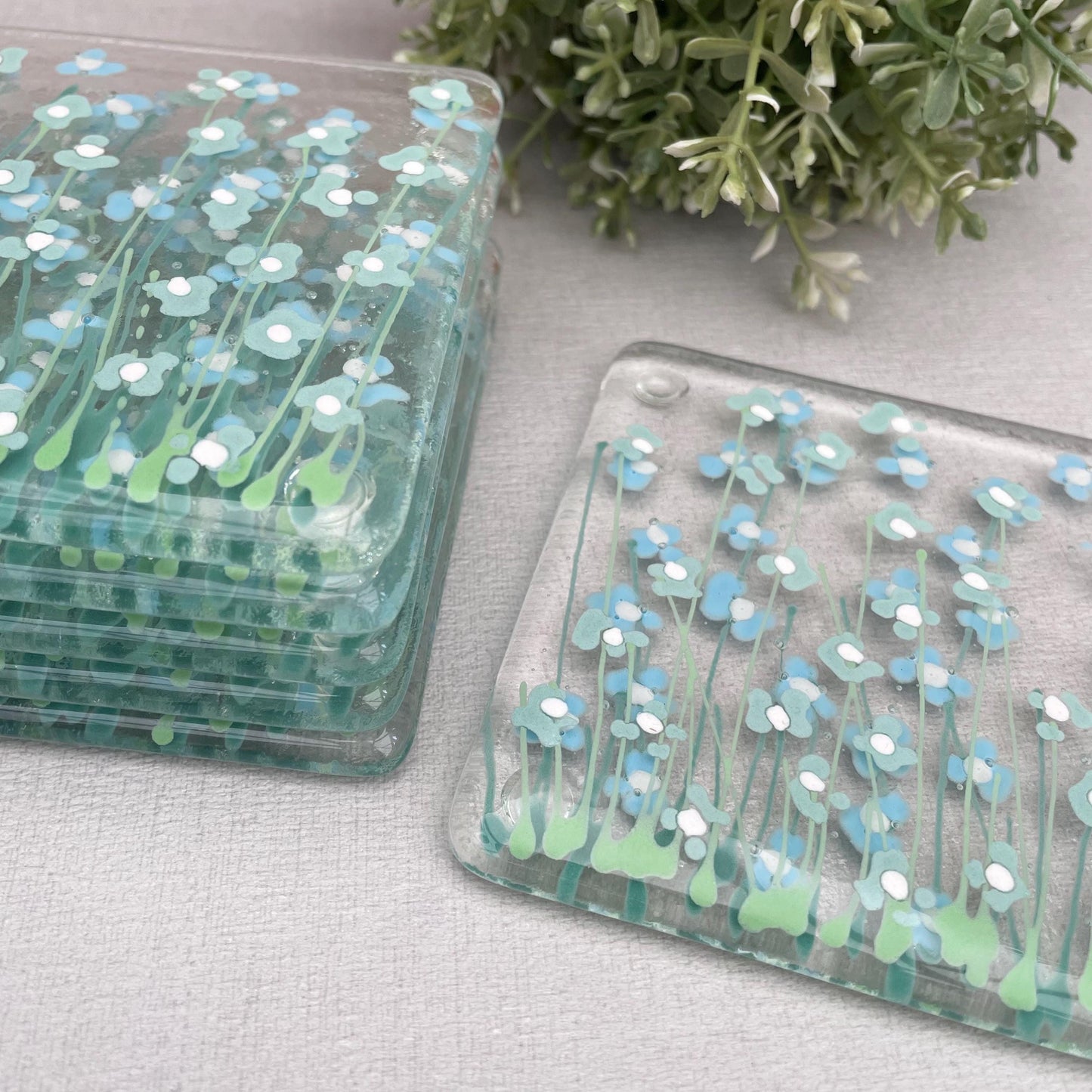Forget me Not - eau de nil coasters
