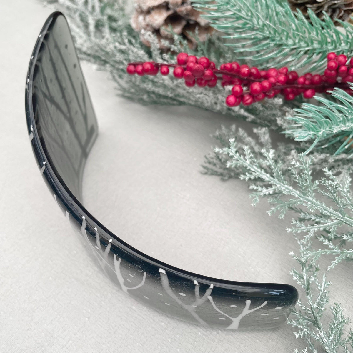 Winter Scene Glass Curve - Silver Birch Woodland