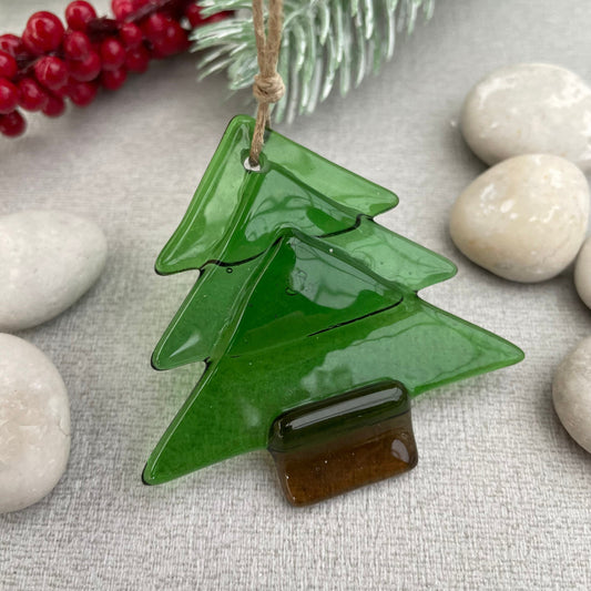 Fused Glass Christmas Tree festive decoration - short