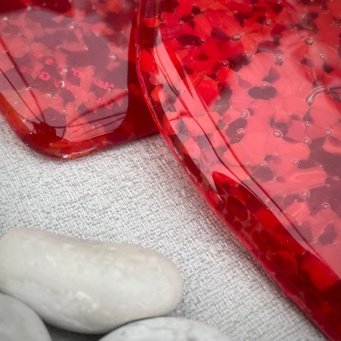 Fused glass red speckled heart ~ perfect valentines gift!